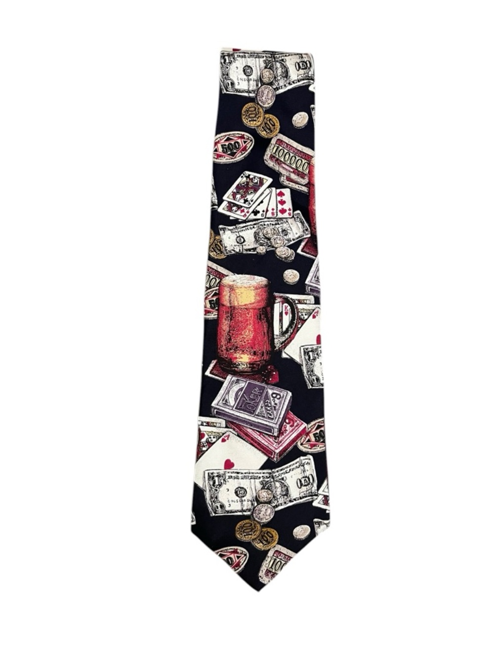 Bugle Boy USA Vintage Poker Card Game Beer Money Italian Silk Neck Tie‎